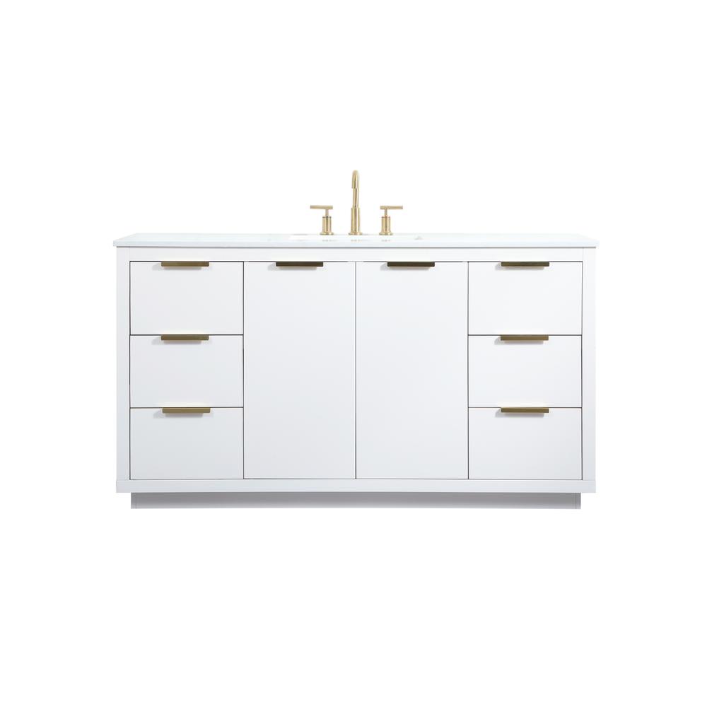 60 inch Single bathroom vanity in white. Picture 1