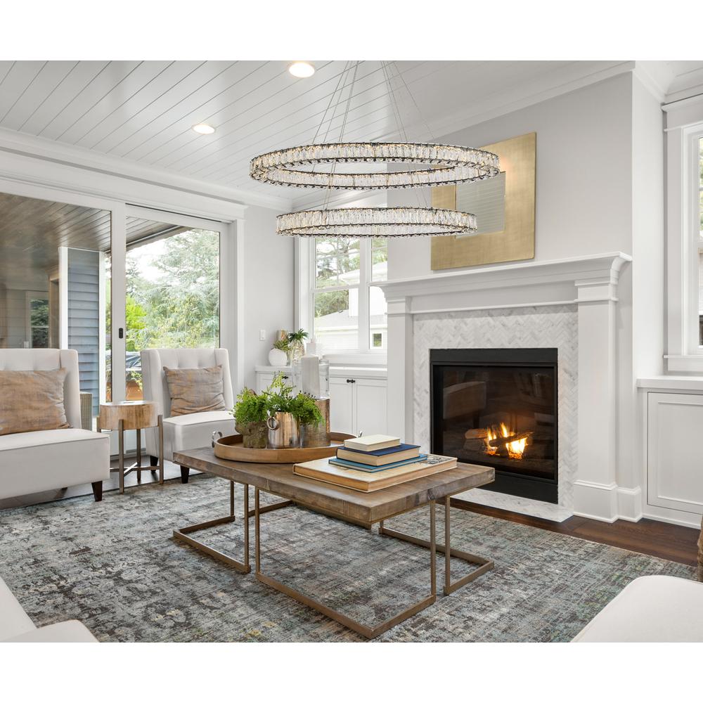 Monroe 48 inch LED oval double ring pendant in black. Picture 8