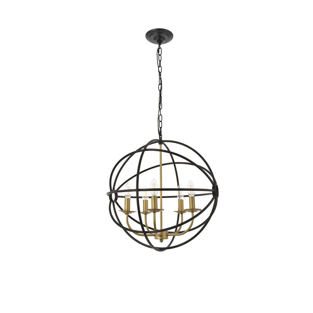 Octavia 5 light Brass and Dark Brown Pendant. Picture 4