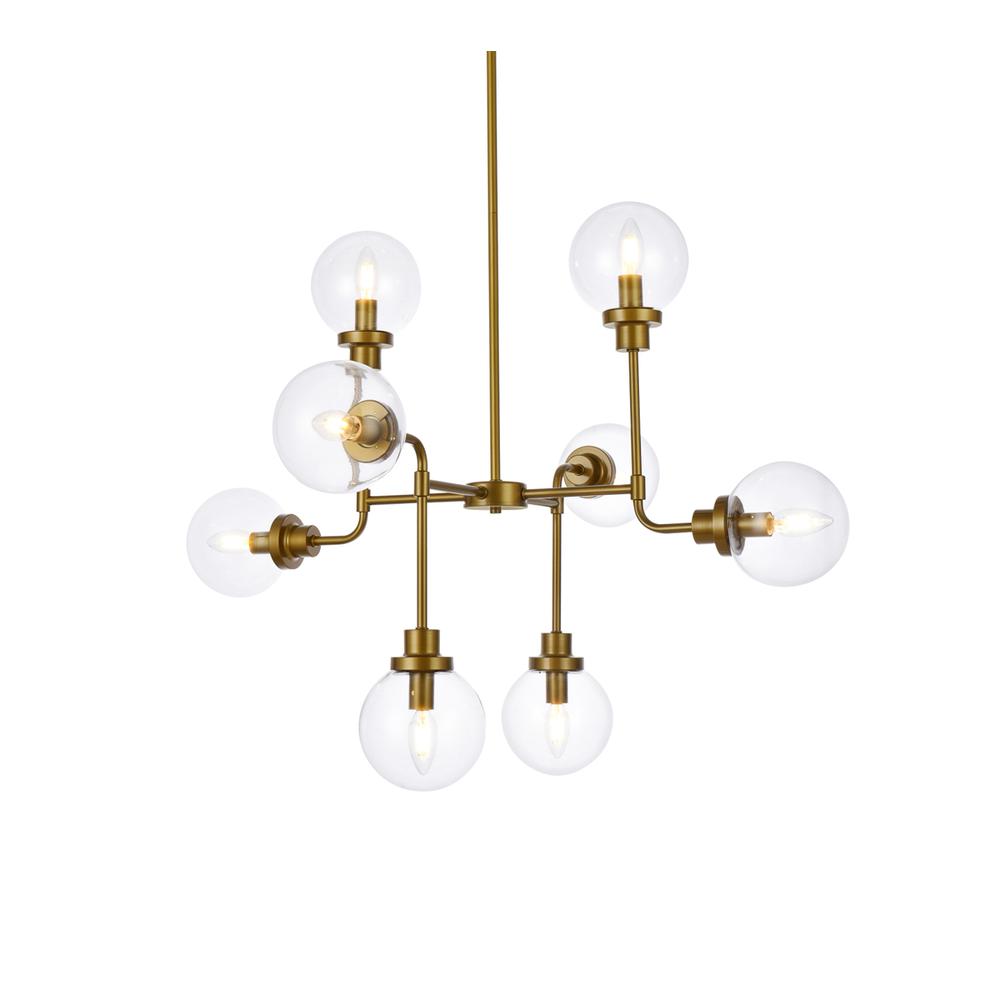 Hanson 8 lights pendant in brass with clear shade. Picture 2