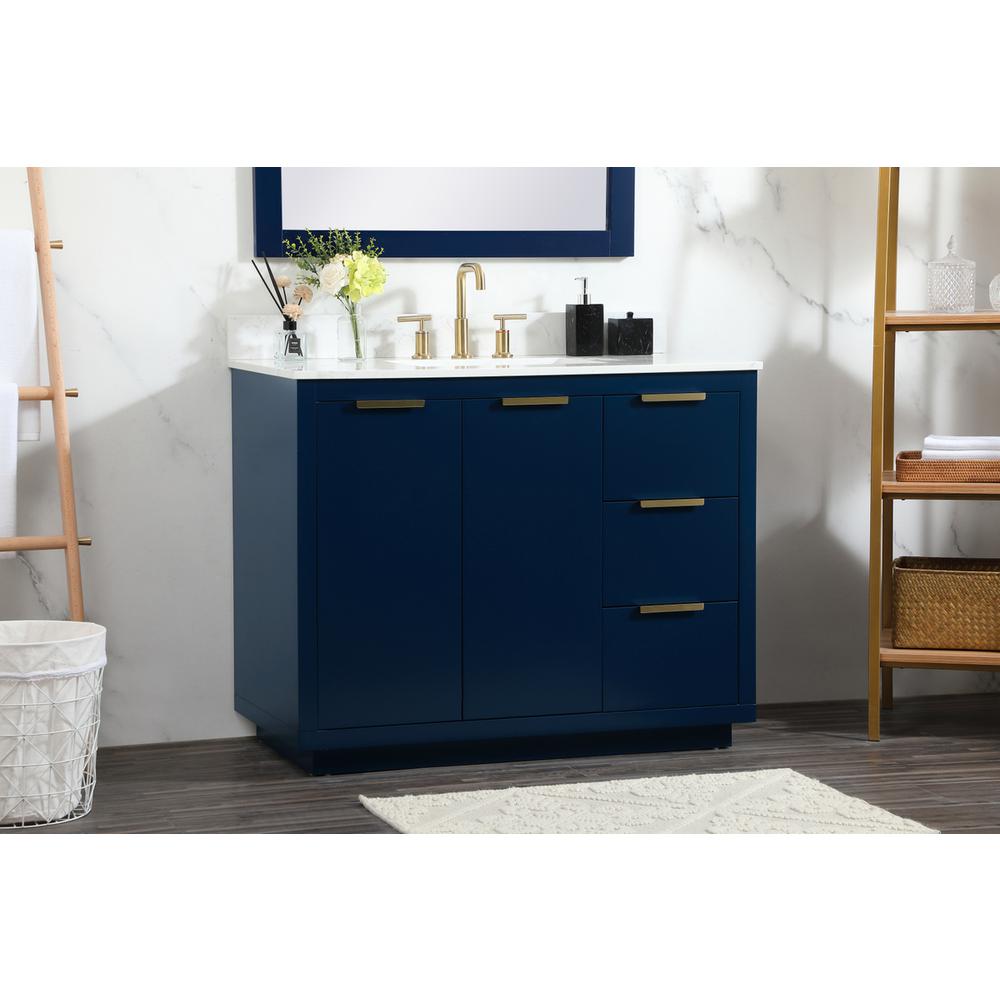 42 inch Single bathroom vanity in blue with backsplash. Picture 2