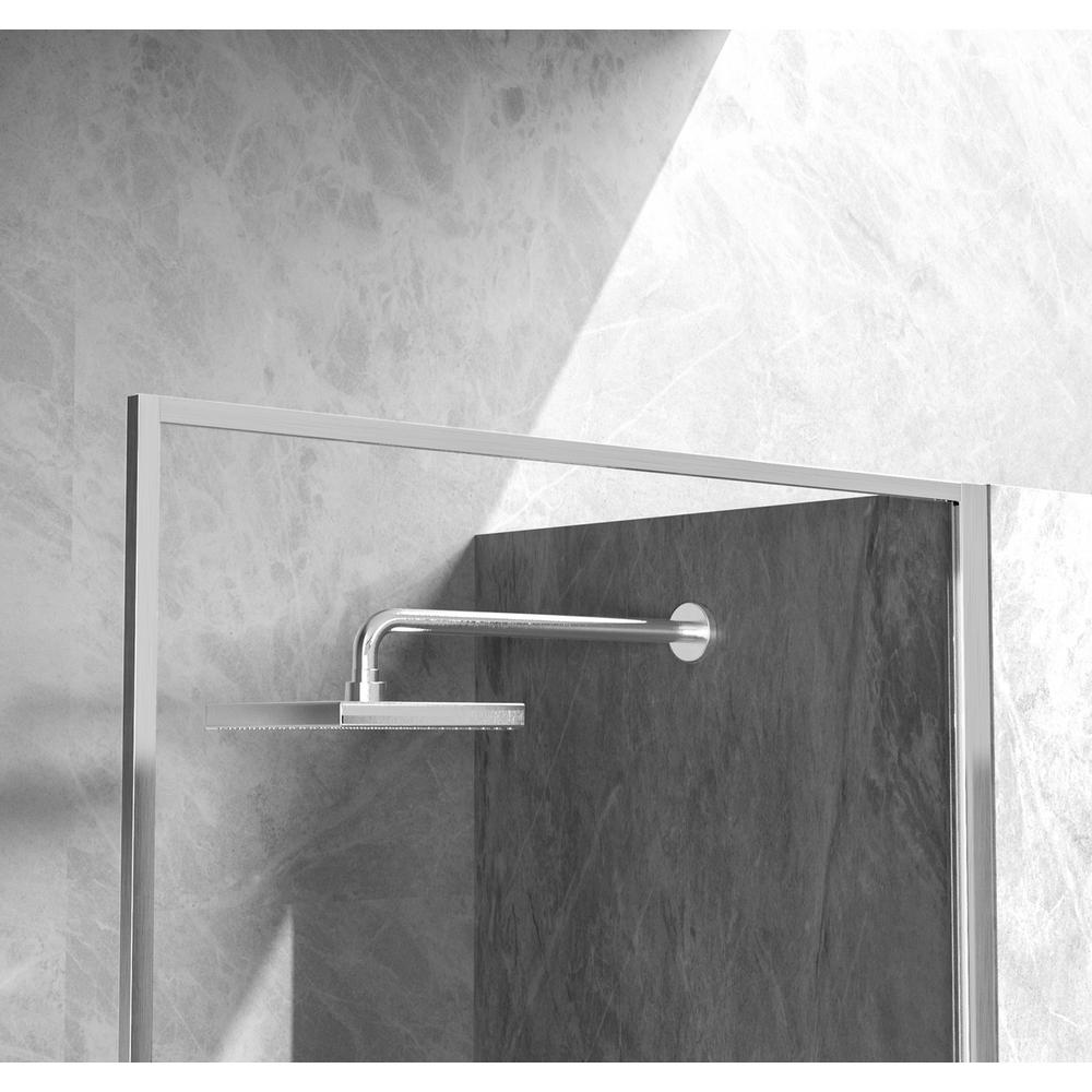 Fixed framed shower door 35 x 76 Brushed Nickel. Picture 5