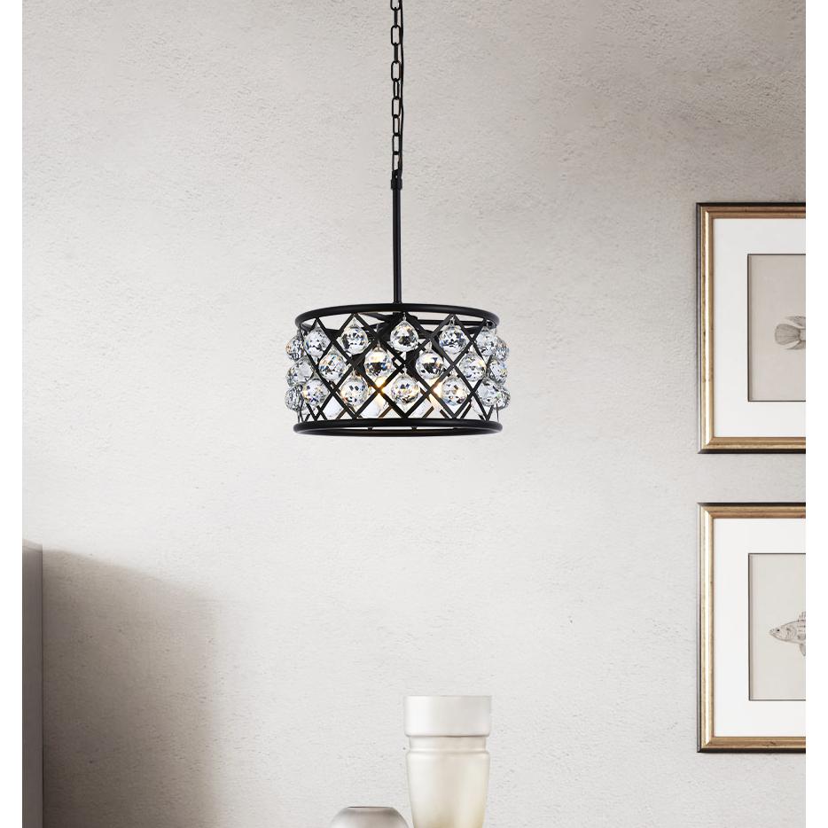 Madison 4 light Matte Black Pendant Clear Royal Cut Crystal. Picture 8