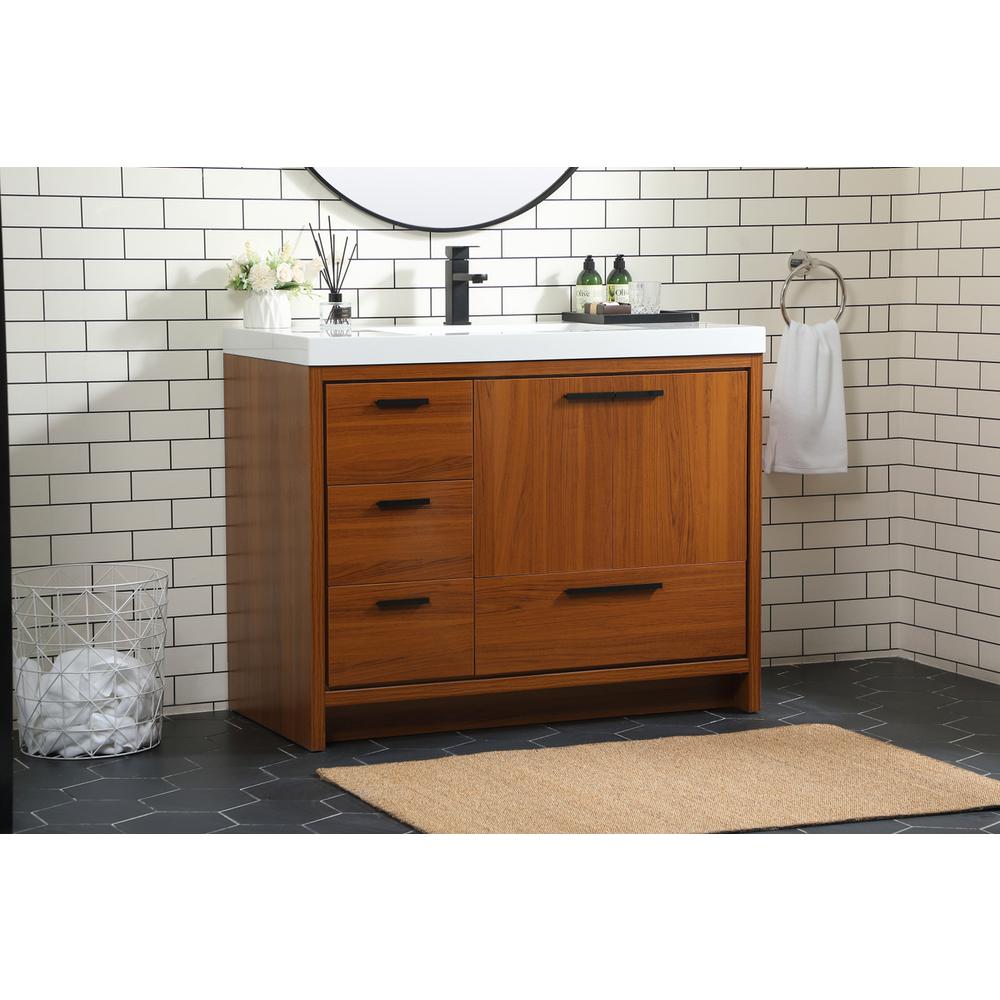 42 inch Single bathroom vanity in Teak. Picture 2