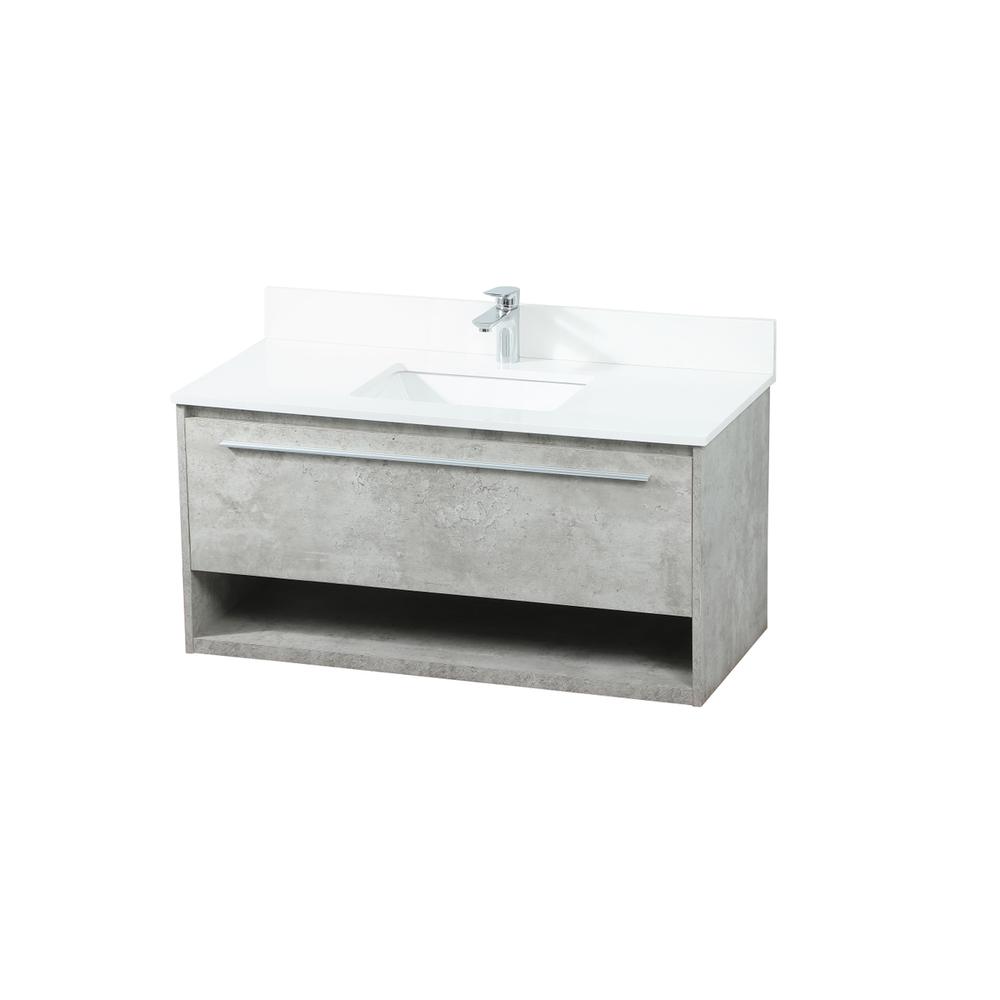 40 inch Single bathroom vanity in concrete grey with backsplash. Picture 8