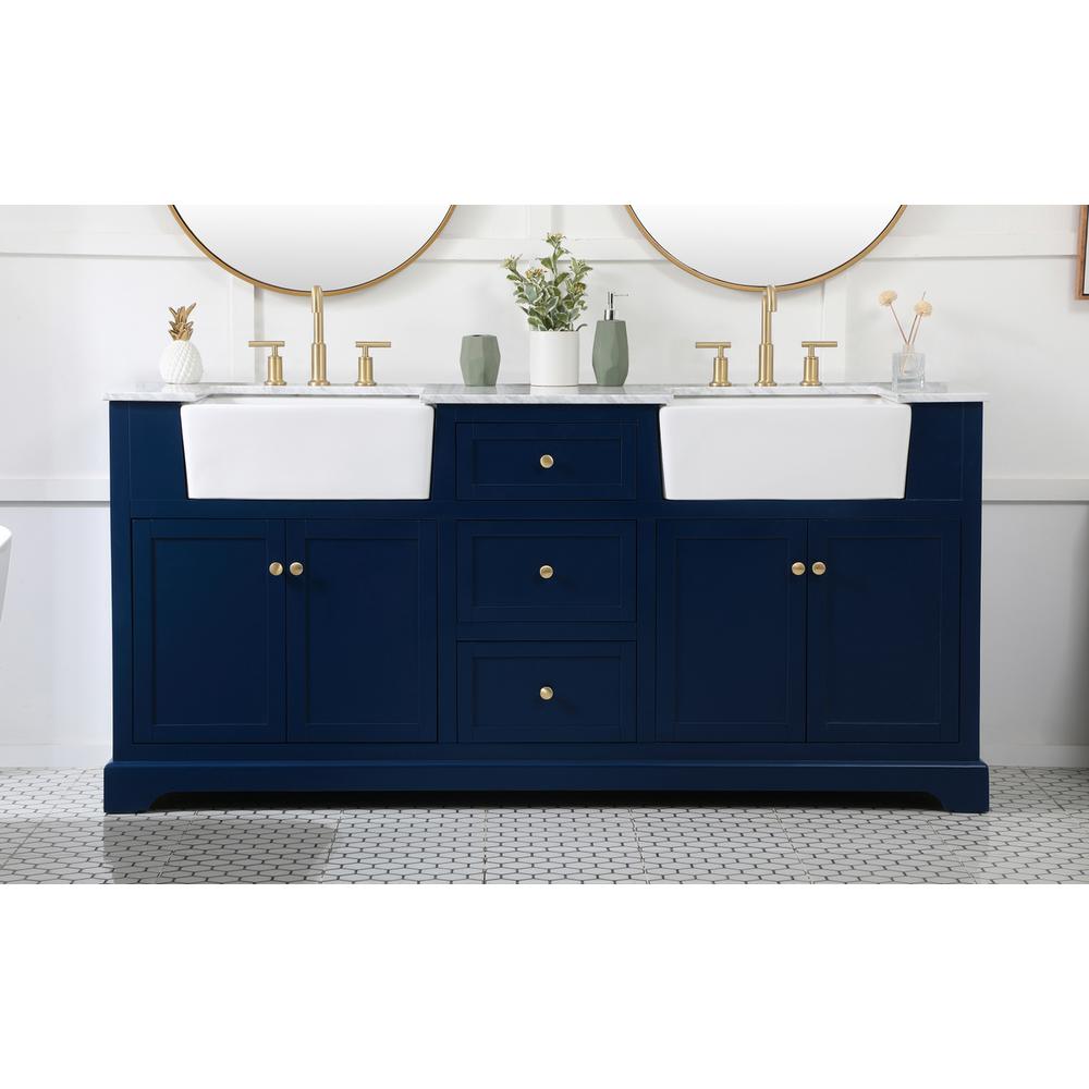72 inch double bathroom vanity in blue. Picture 14