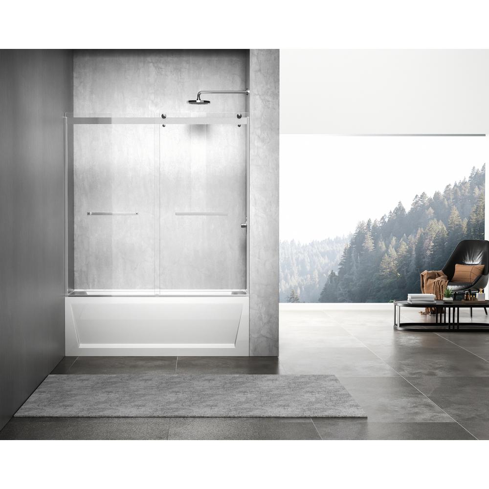 Frameless tub door 60 x 60 Brushed Nickel. Picture 1