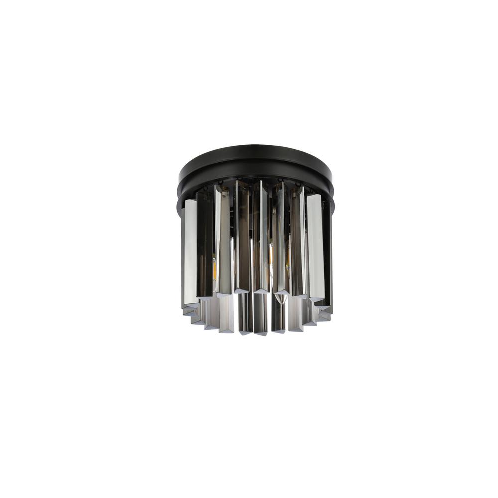 Sydney 3 light Matte Black Flush Mount Silver Shade (Grey) Royal Cut Crystal. Picture 6