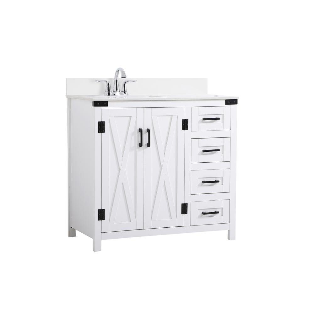 36 inch bathroom Vanity in White with Backsplash. Picture 7