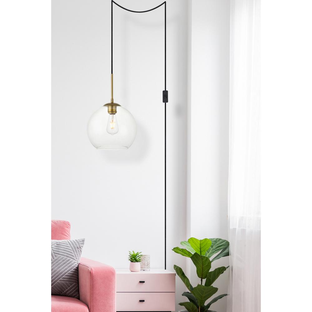 Baxter 1 Light Brass plug-in Pendant With Clear Glass. Picture 5