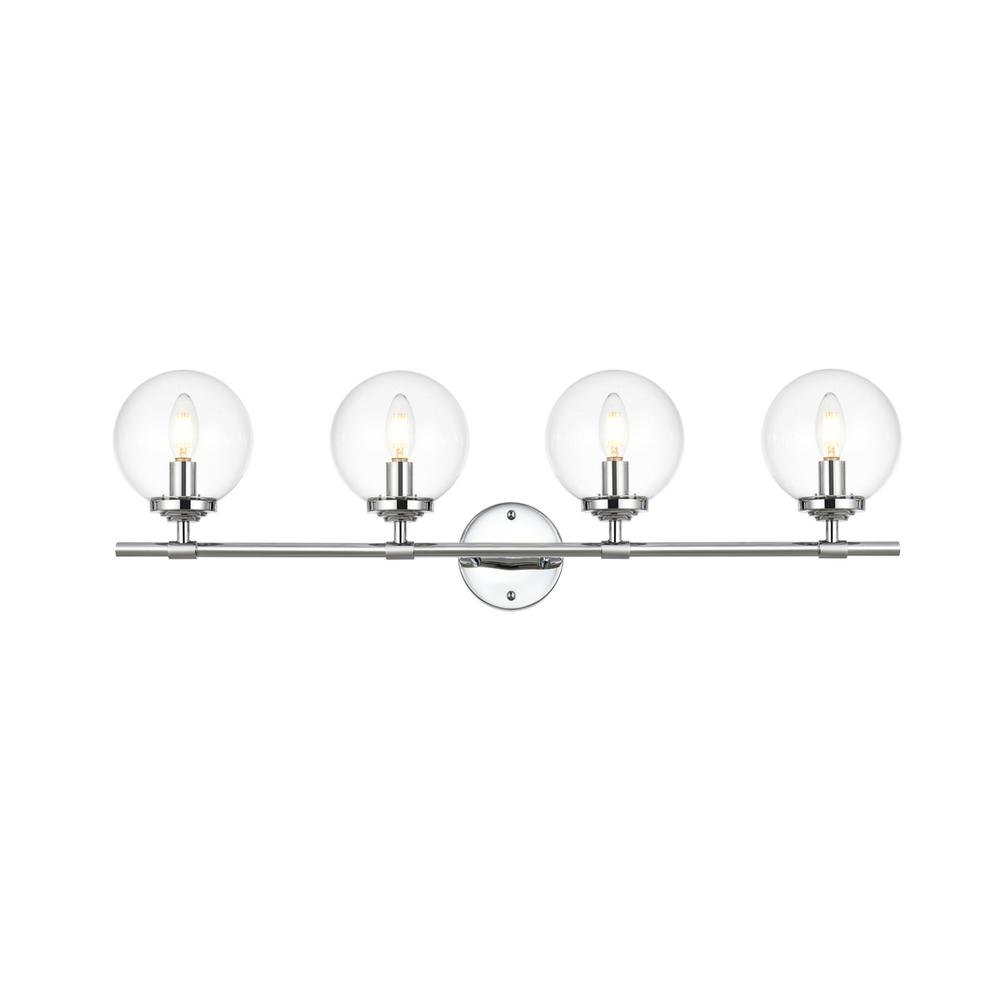 Ingrid 4 light Chrome and Clear Bath Sconce. Picture 1