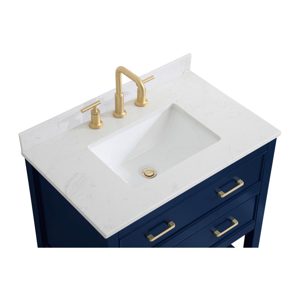 30 inch Single Bathroom Vanity in Blue with Backsplash. Picture 10
