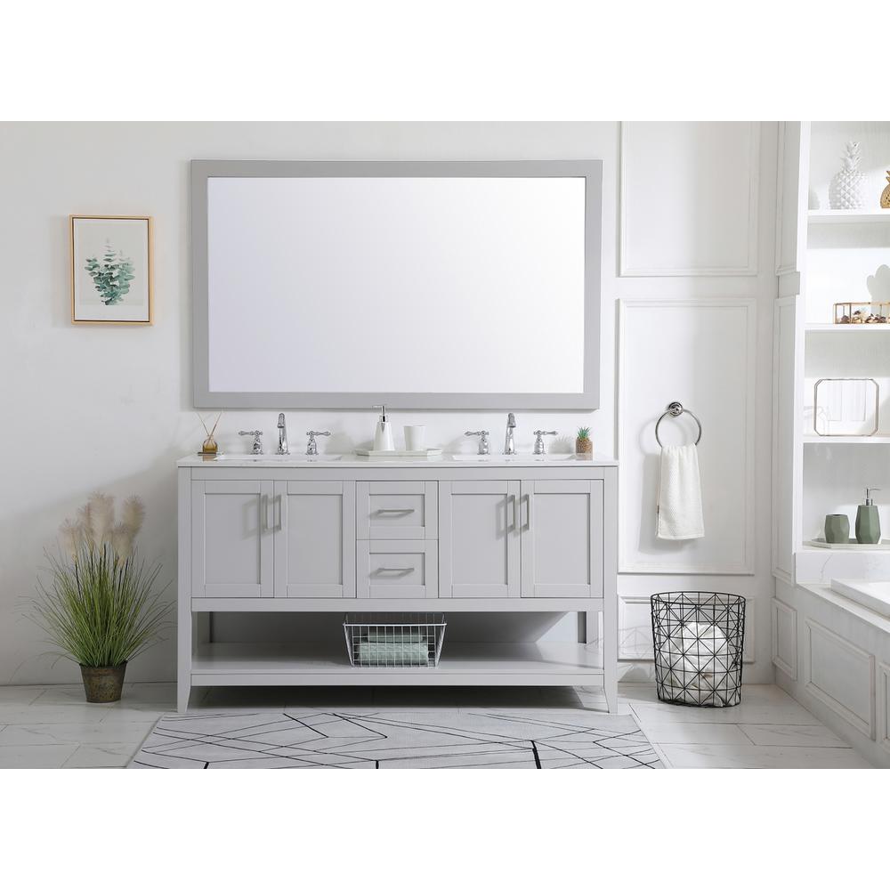 60 inch Double Bathroom Vanity in Grey. Picture 9