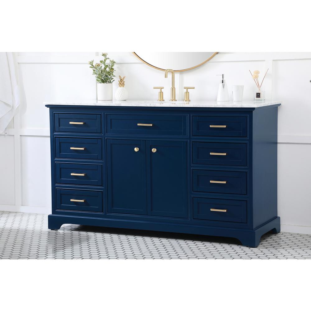 60 inch Single bathroom vanity in blue. Picture 2