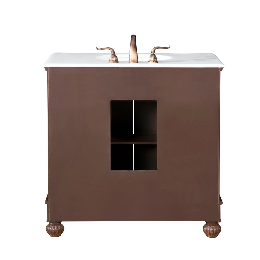 36 inch Single Bathroom vanity in brown with ivory white engineered marble. Picture 10