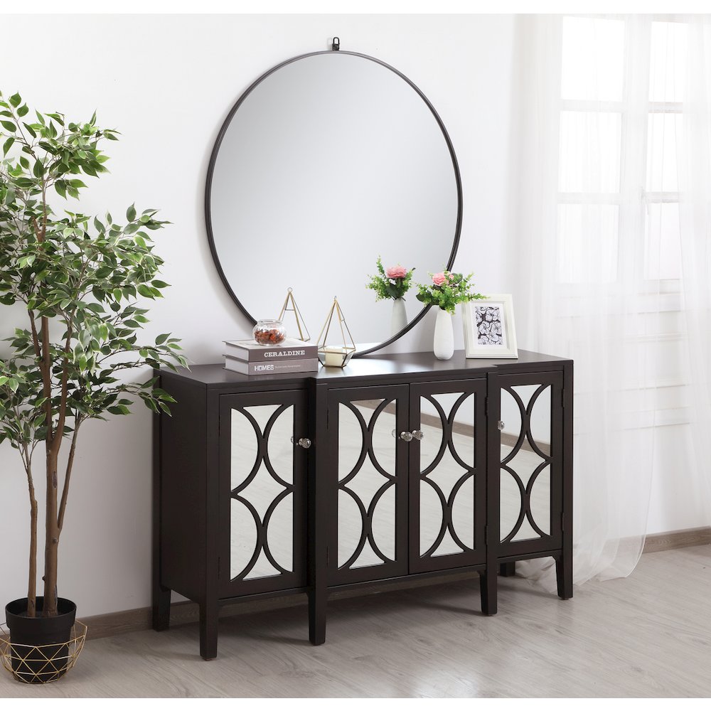 60 Inch Mirrored Credenza In Dark Walnut. Picture 4