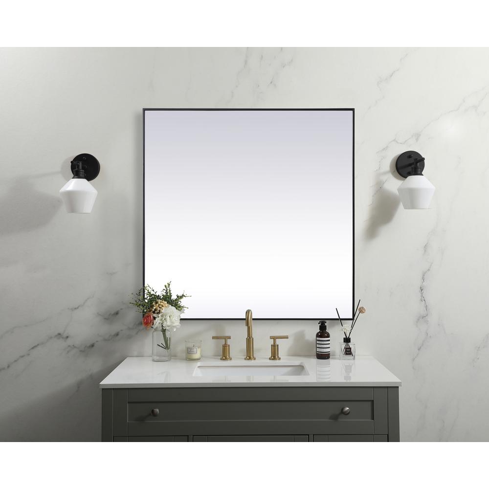 Metal Frame Square Mirror 48 inch in Black. Picture 9