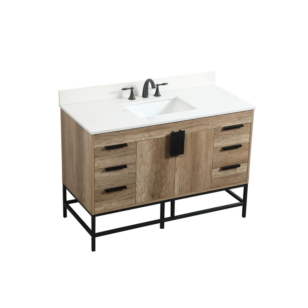 48 inch Single bathroom vanity in natural oak with backsplash. Picture 8