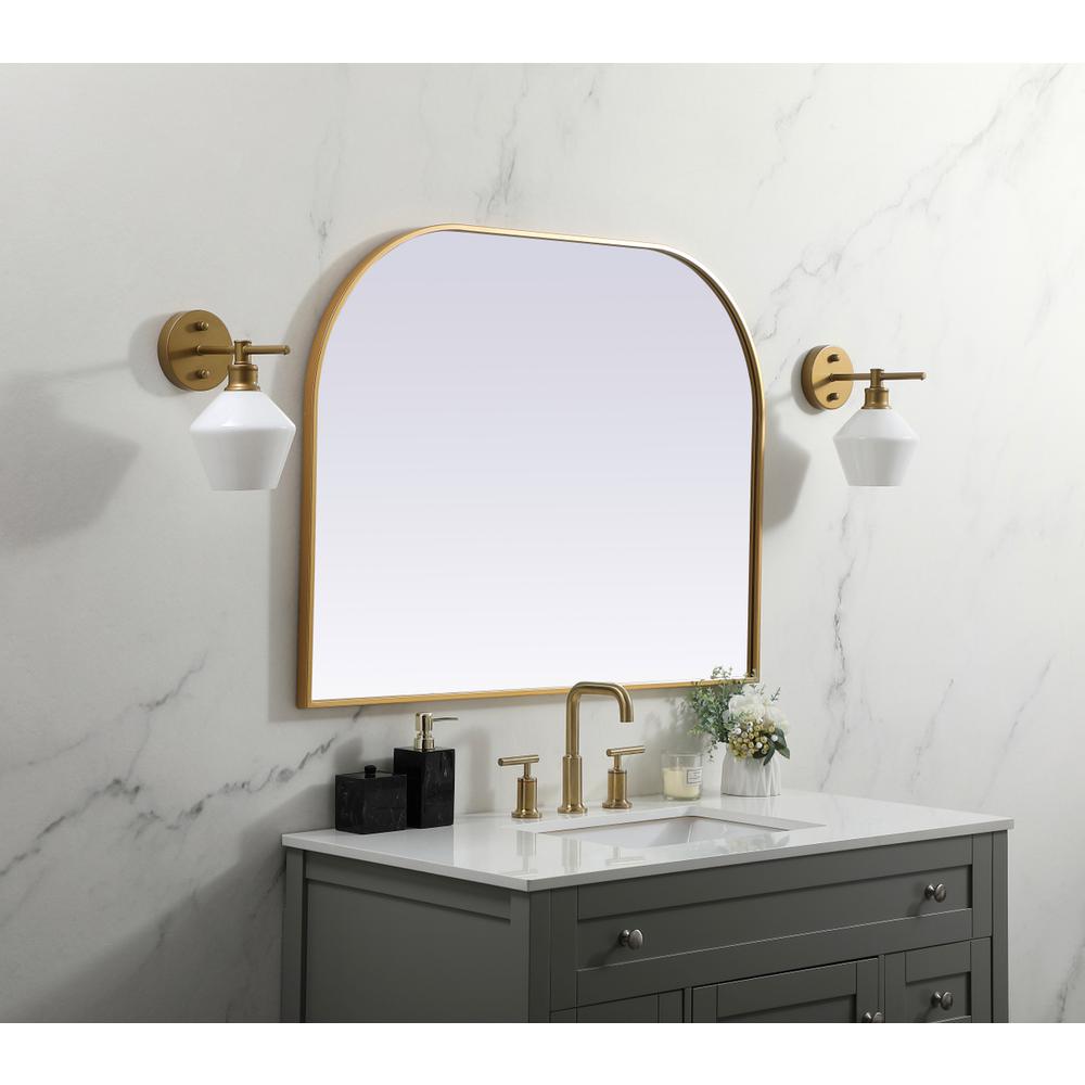 Metal Frame Arch Mirror 40x30 Inch in Brass. Picture 2