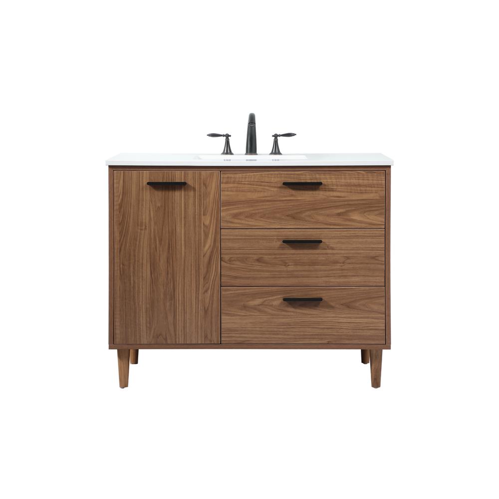 42 inch Single bathroom vanity in walnut brown. Picture 1