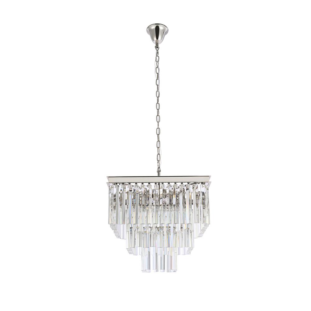 Sydney 21.5 inch square crystal chandelier in polished nickel. Picture 6