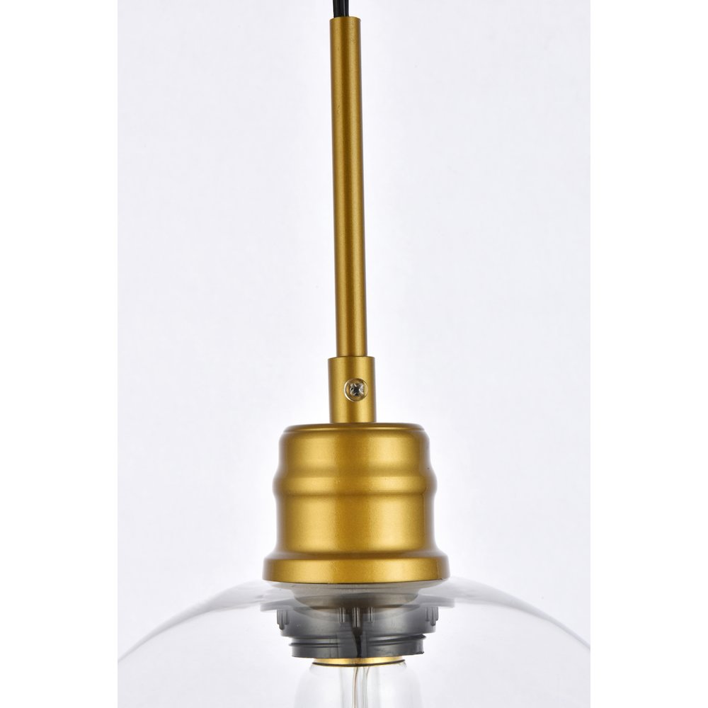 Emett 1 Light Brass And Clear Glass Plug In Pendant. Picture 5
