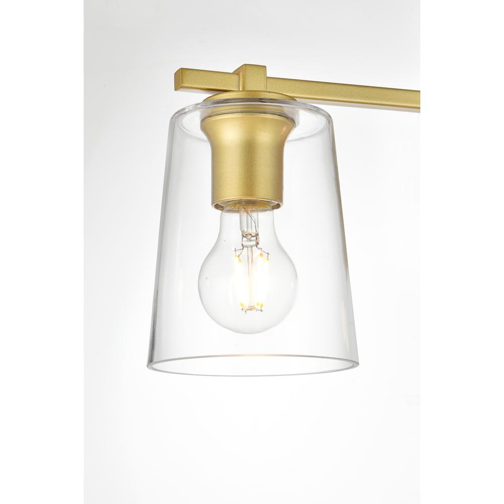 Kacey 4 light Brass and Clear Bath Sconce. Picture 5