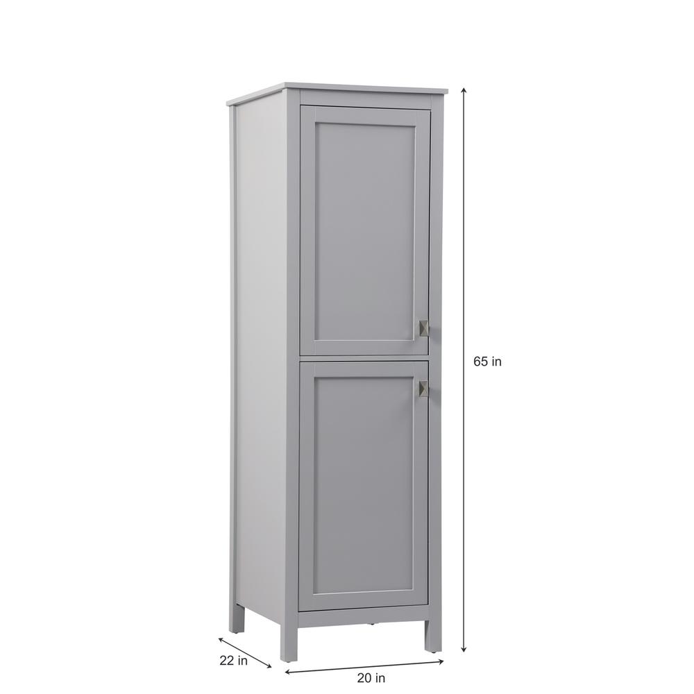 20 Inch Wide Bathroom Linen Storage Freestanding Cabinet In Grey. Picture 7