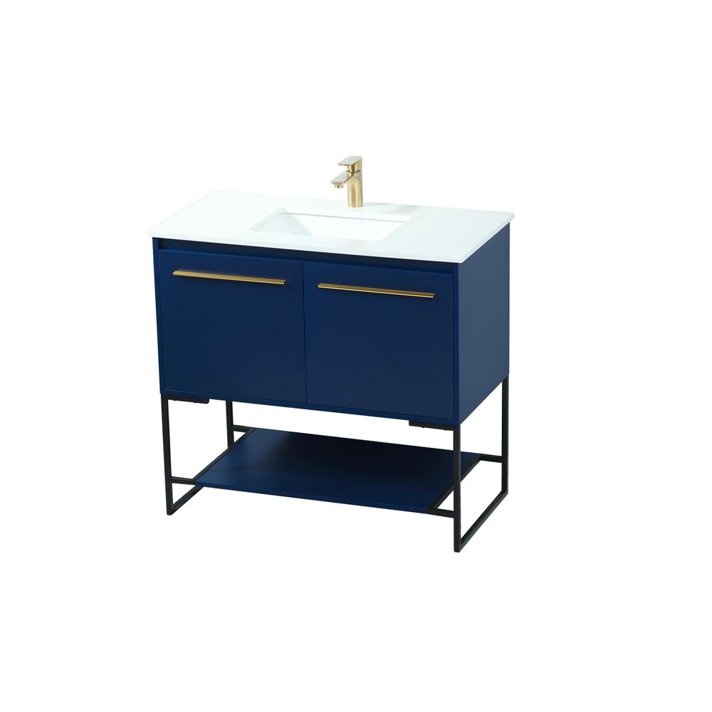 36 inch Single bathroom vanity in blue. Picture 8