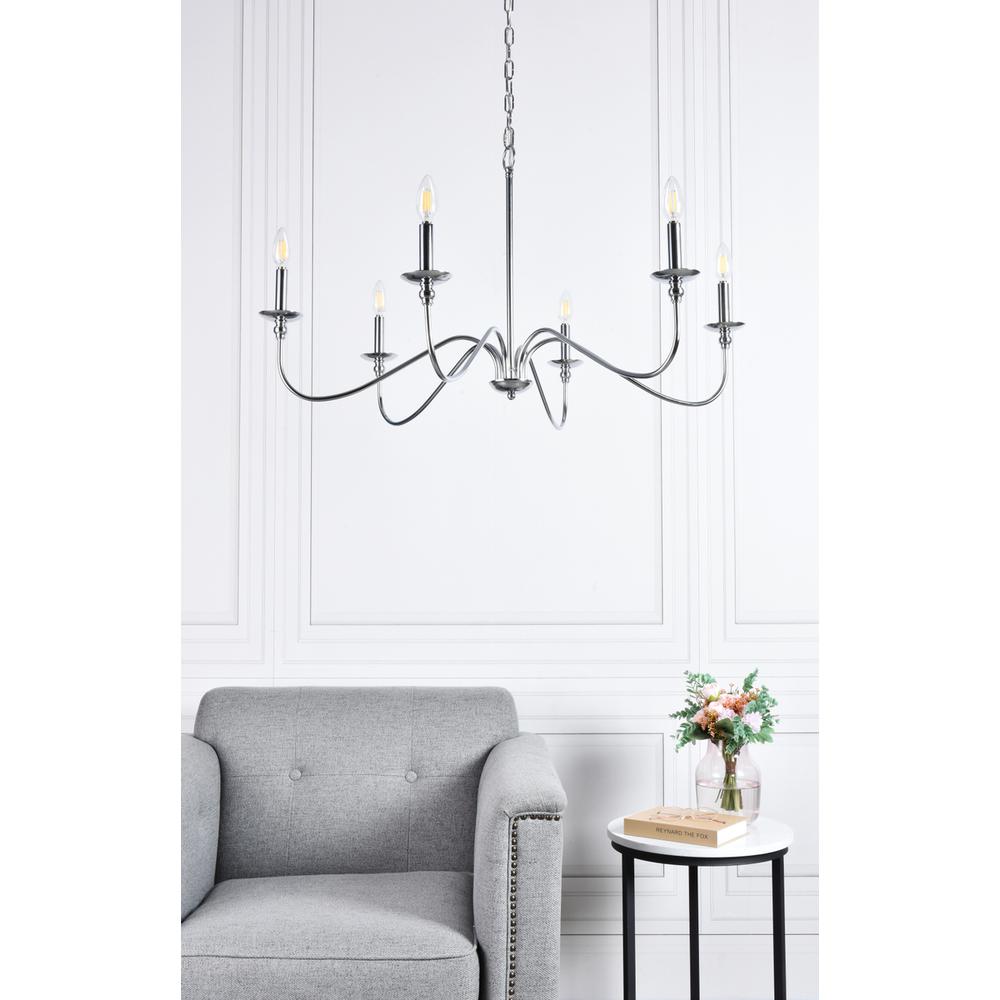 Rohan 6 lights polished nickel chandelier. Picture 7