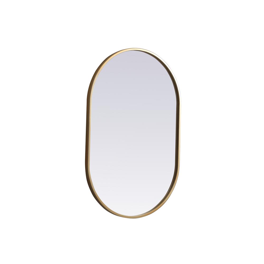 Metal Frame Oval Mirror 20x30 Inch in Brass. Picture 7