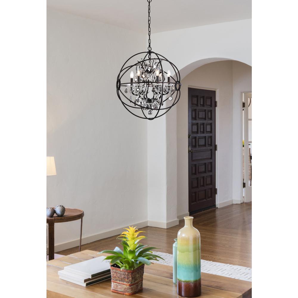 Geneva 6 light Dark Bronze Chandelier Silver Shade (Grey) Royal Cut crystal. Picture 7