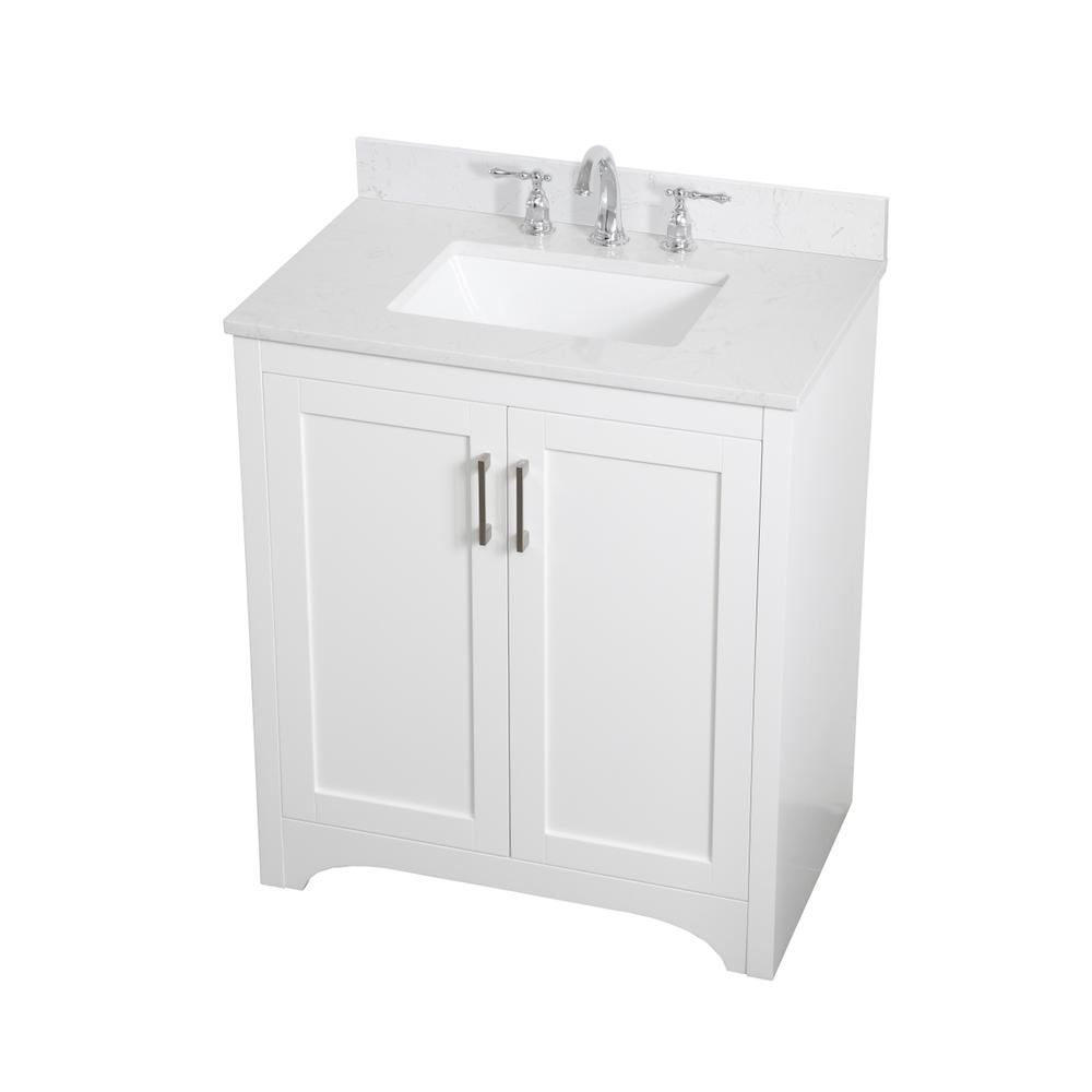30 inch Single Bathroom Vanity in White with Backsplash. Picture 8