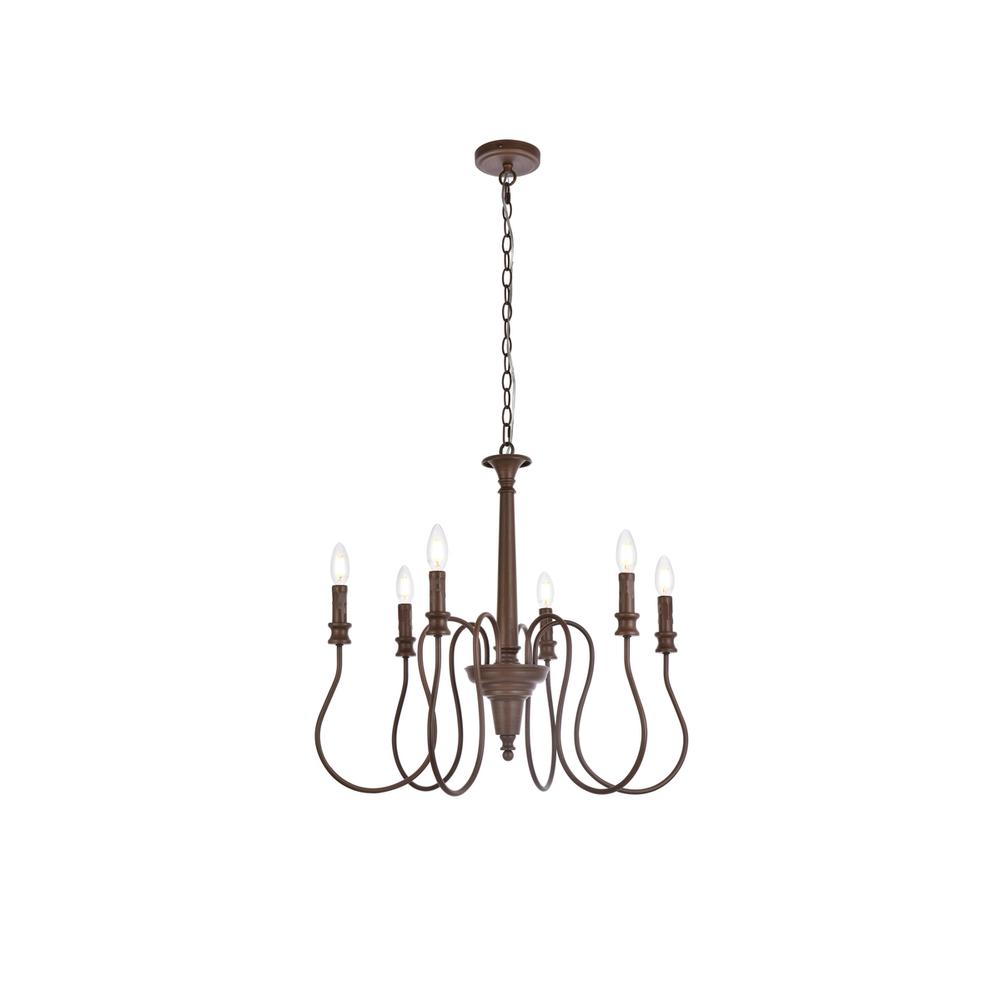 Flynx 6 lights pendant in weathered oak. Picture 1
