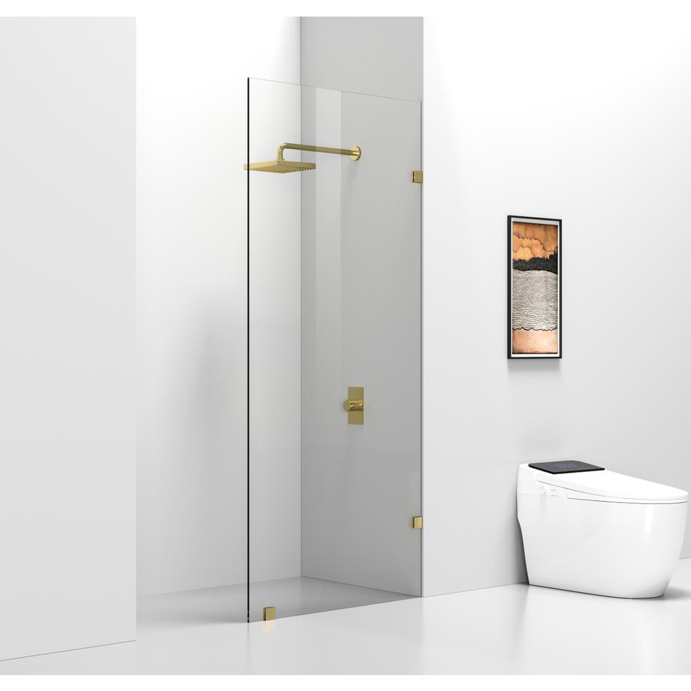 Fixed frameless shower door 35 x 78 Brushed Gold. Picture 3