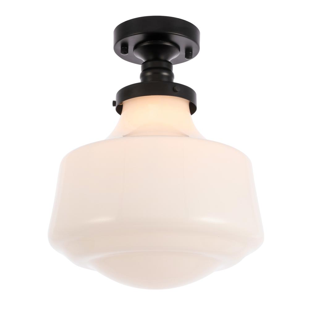 Lyle 1 light Black and frosted white glass Flush mount. Picture 3