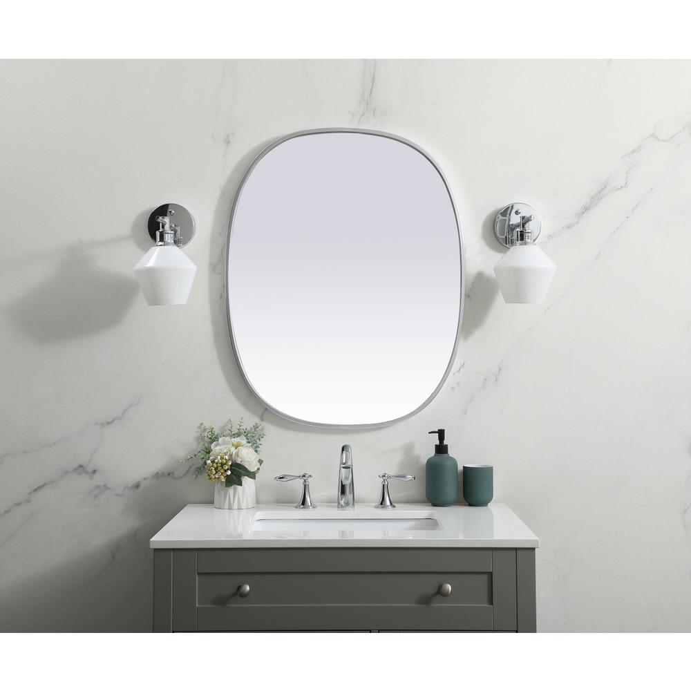 Metal Frame Oval Mirror 24x30 Inch in Silver. Picture 11