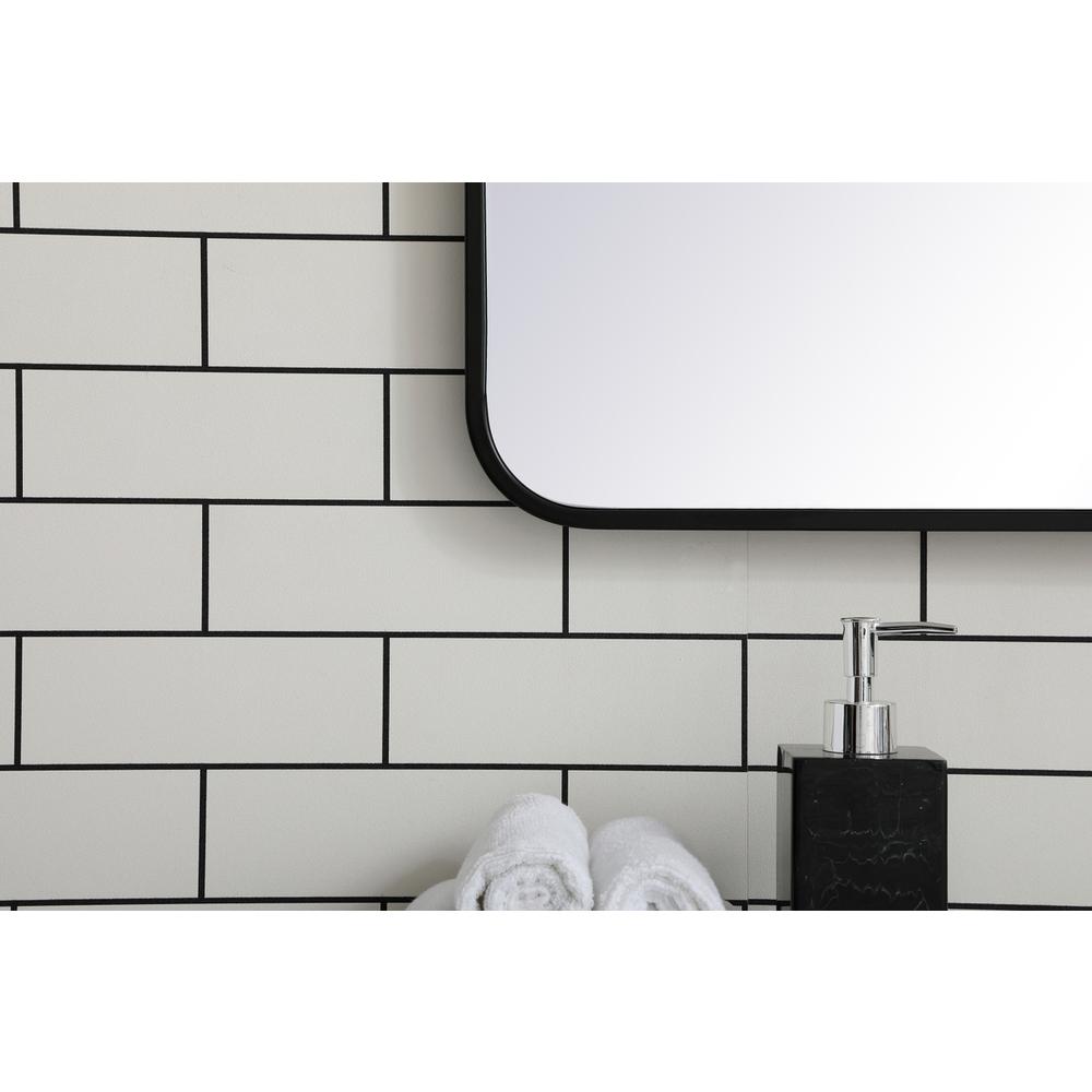 Soft corner metal rectangular mirror 22x40 inch in Black. Picture 3