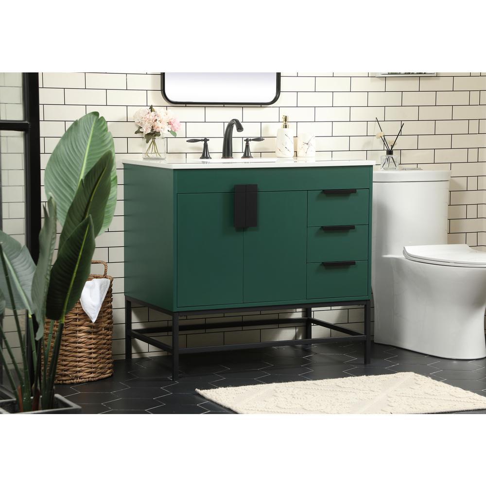 36 inch Single bathroom vanity in green. Picture 2