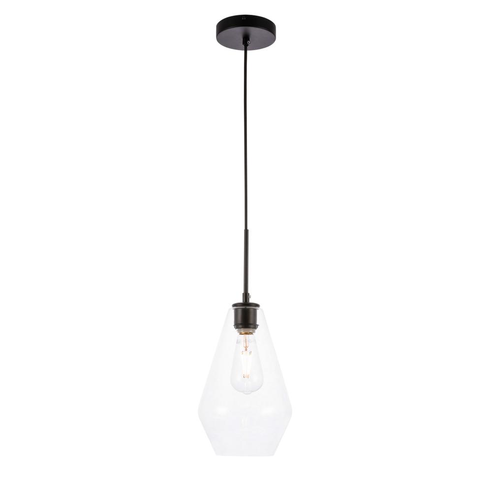 Gene 1 light Black and Clear glass pendant. Picture 3