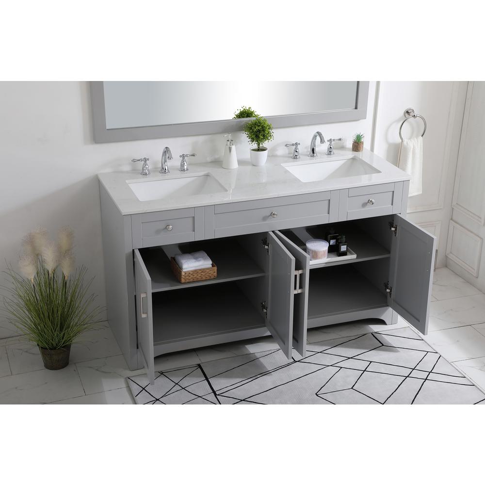60 inch Double Bathroom Vanity in Grey. Picture 3