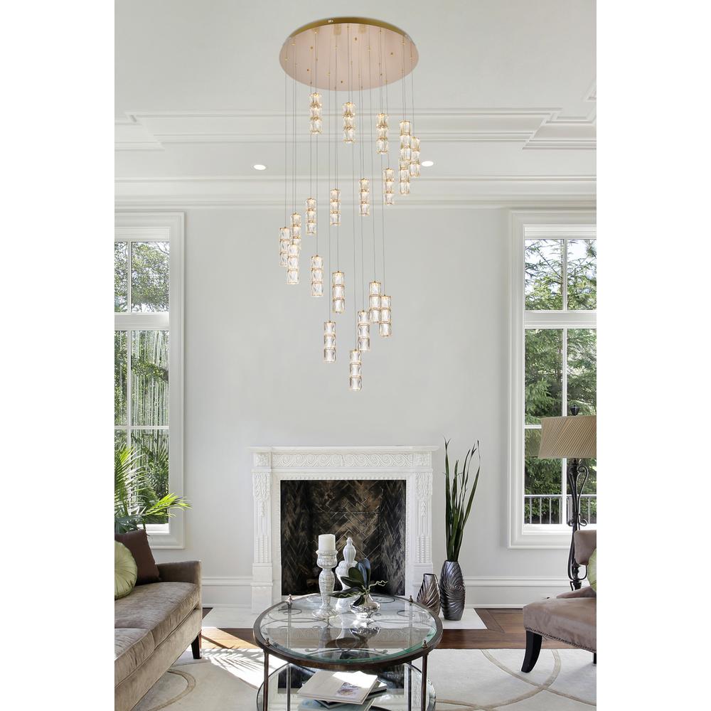 Polaris 38 inch LED chandelier in gold. Picture 7