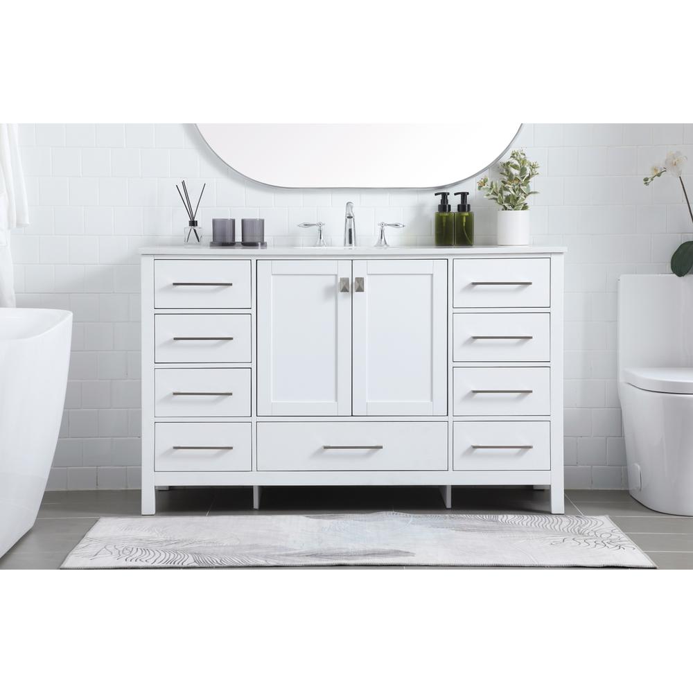 54 Inch SIngle Bathroom Vanity In White. Picture 14