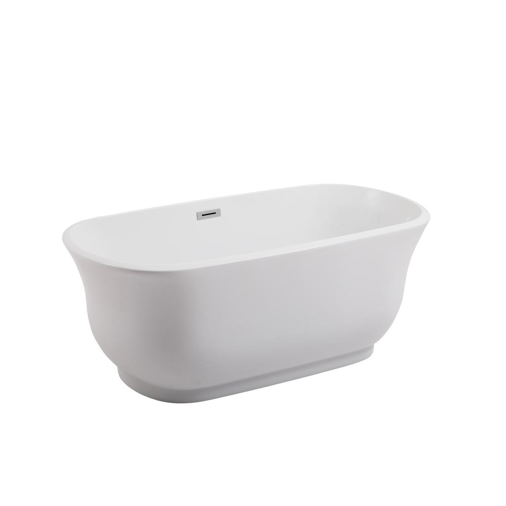 59 inch soaking bathtub in glossy white. Picture 8