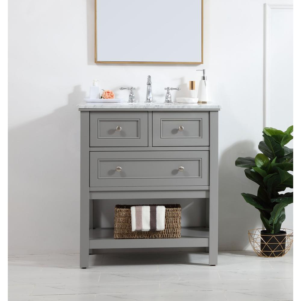 30 in. Single bathroom vanity set in Grey. Picture 14