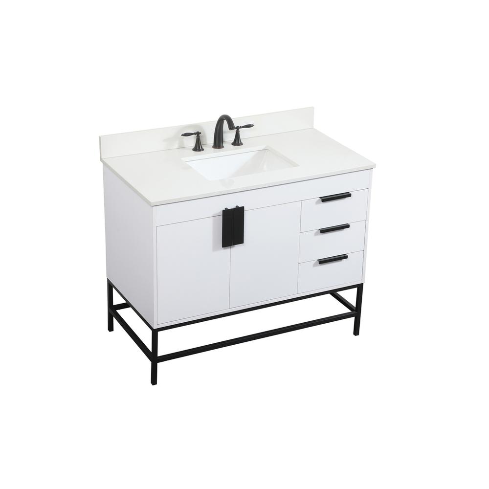 42 inch Single bathroom vanity in white with backsplash. Picture 8