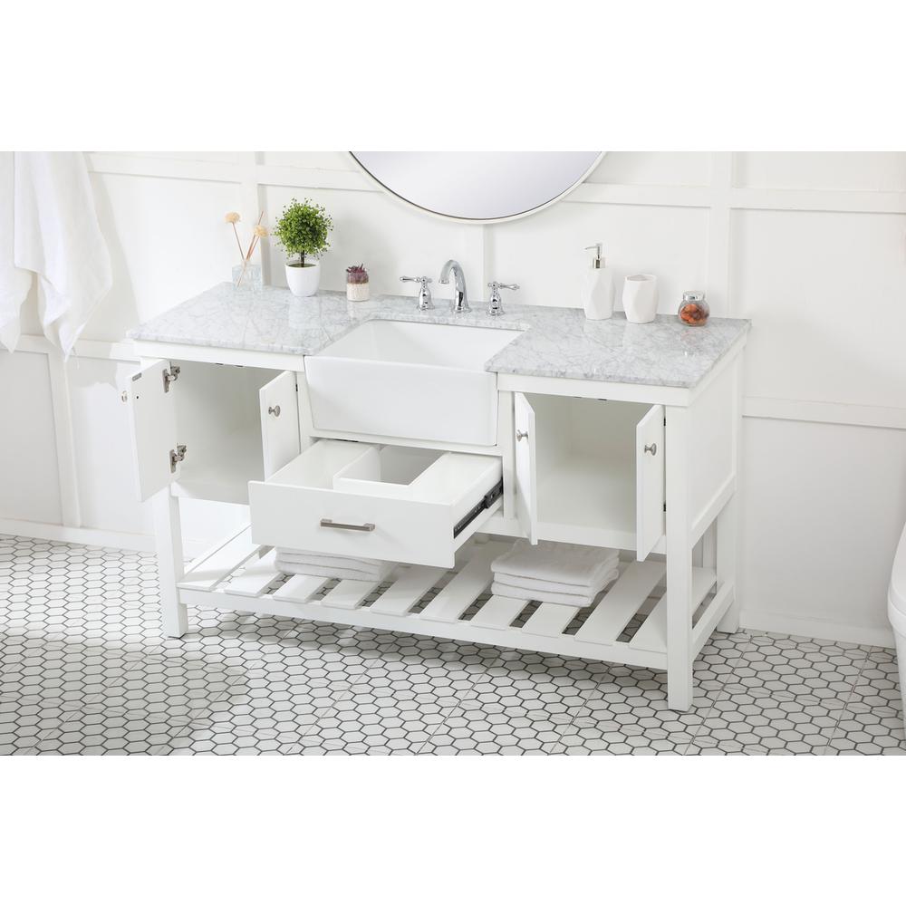 60 inch Single bathroom vanity in white. Picture 3