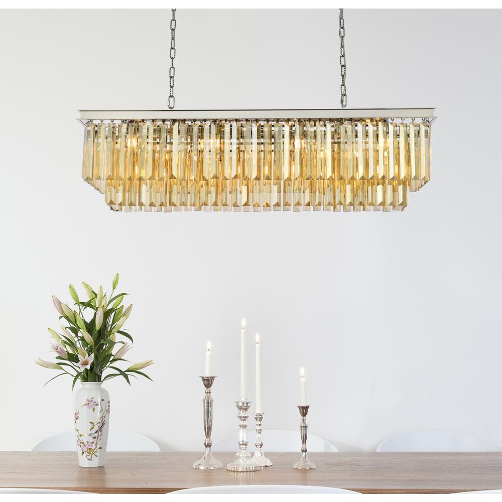 Sydney 12 light polished nickel Chandelier Golden Teak (Smoky) Royal Cut Crystal. Picture 8