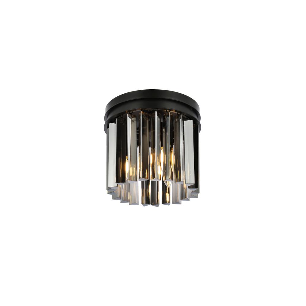 Sydney 3 light Matte Black Flush Mount Silver Shade (Grey) Royal Cut Crystal. Picture 2
