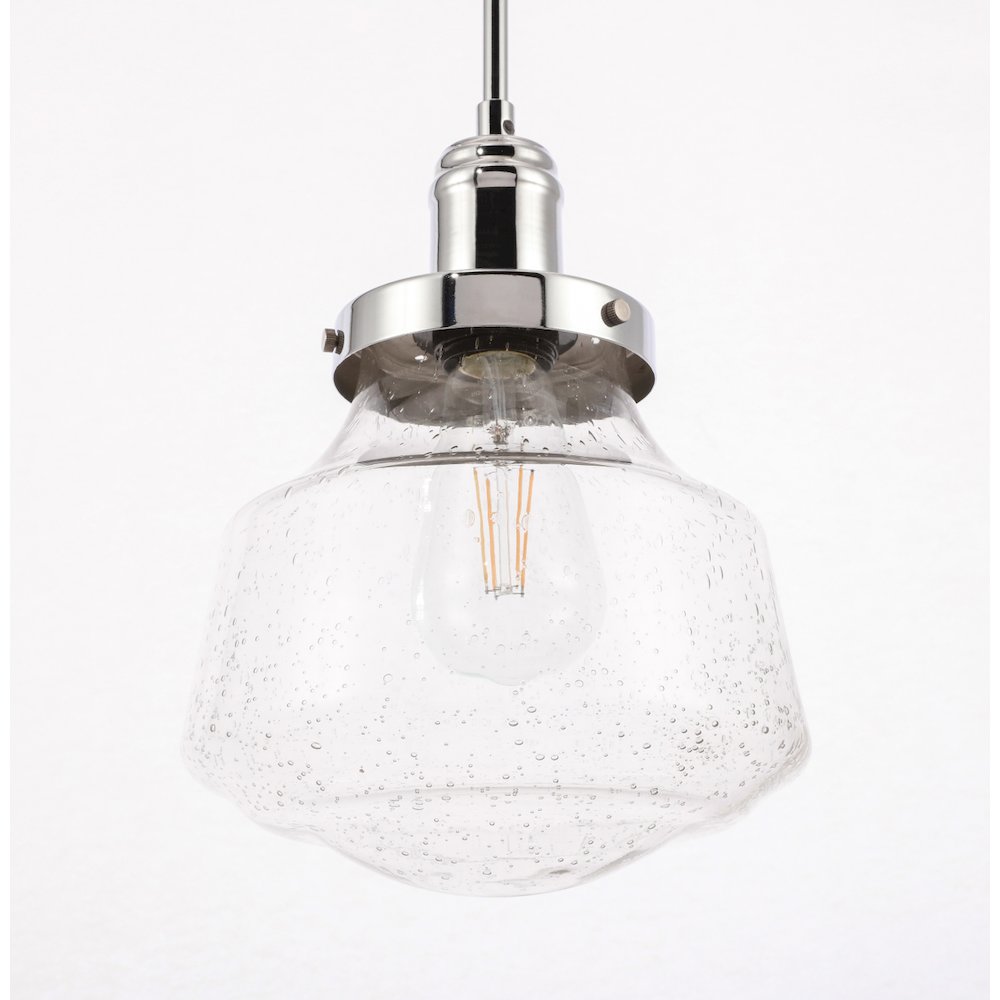 Lyle 1 Light Chrome And Clear Seeded Glass Pendant. Picture 11